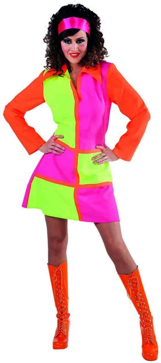 Jaren 80 & 90 Kostuum | Jaren 60 Fluor Jackie | Vrouw | Extra Small | Carnaval kostuum | Verkleedkleding